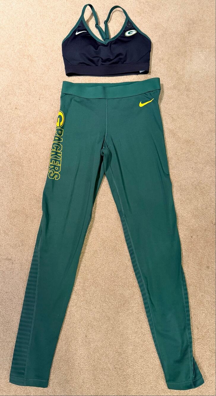 Nike Pro Green Bay Packers Women's Sports Bra S & Leggings M Set Green NFL